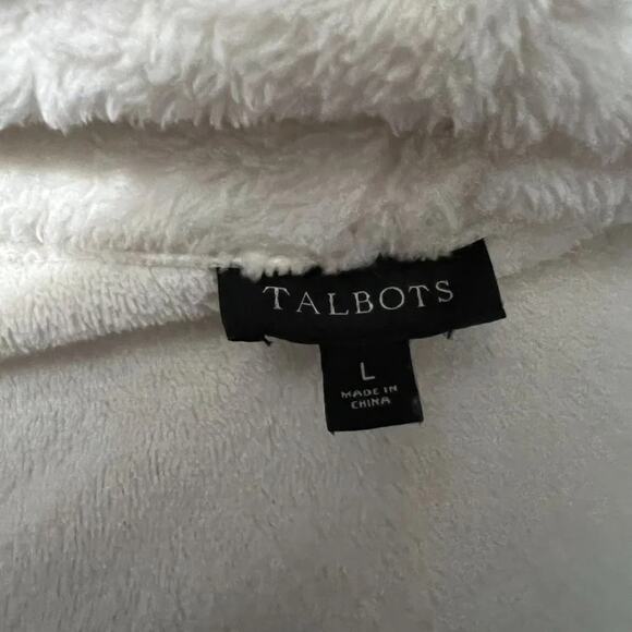 Talbots Quilted Plush Robe Cream Womens Large Spa Cozy House Coat - Picture 4 of 6